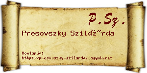 Presovszky Szilárda névjegykártya